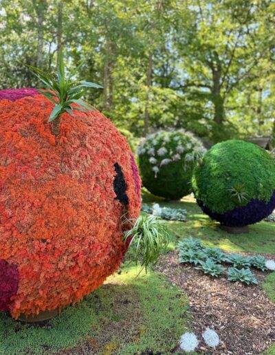 Escapade originale entre amis : trois planètes géantes, sculptées en kokedama par l’artiste et réalisatrice Momoko Seto (festival international des jardins – Chaumont sur Loire)