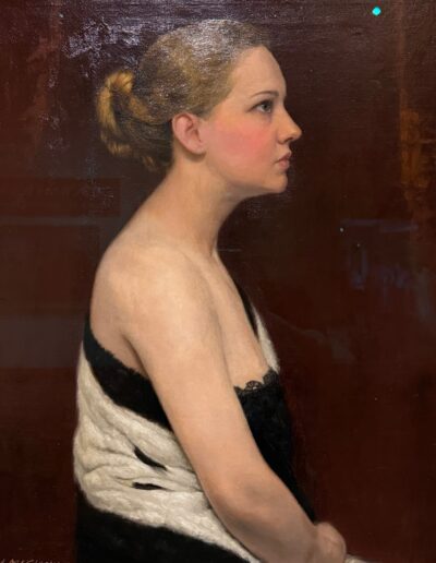 Voyage hors des sentiers battus en Californie : Portrait d'une dame (1920) par William Joseph McCloskey. Musée Bowers – Santa Ana.